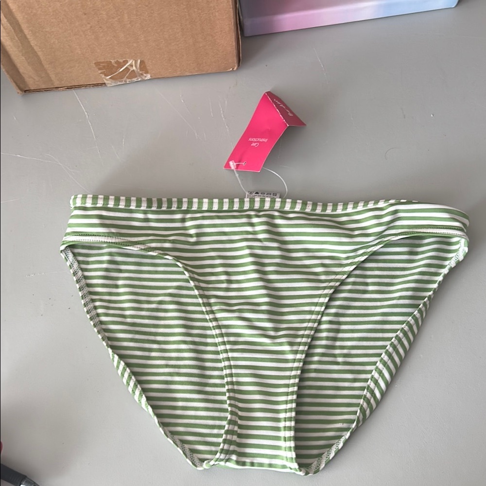 Boden Green Striped Bikini Bottom